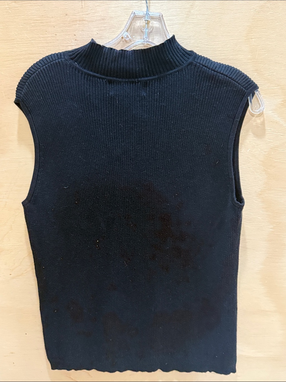 Bellepointe Sleeveless Ribbed Turtleneck Sweater - Black Size L 100% cotton